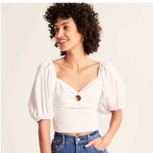 Sim &‎ Sam NWT Smocked-Back Puff Sleeve Crop Top XL